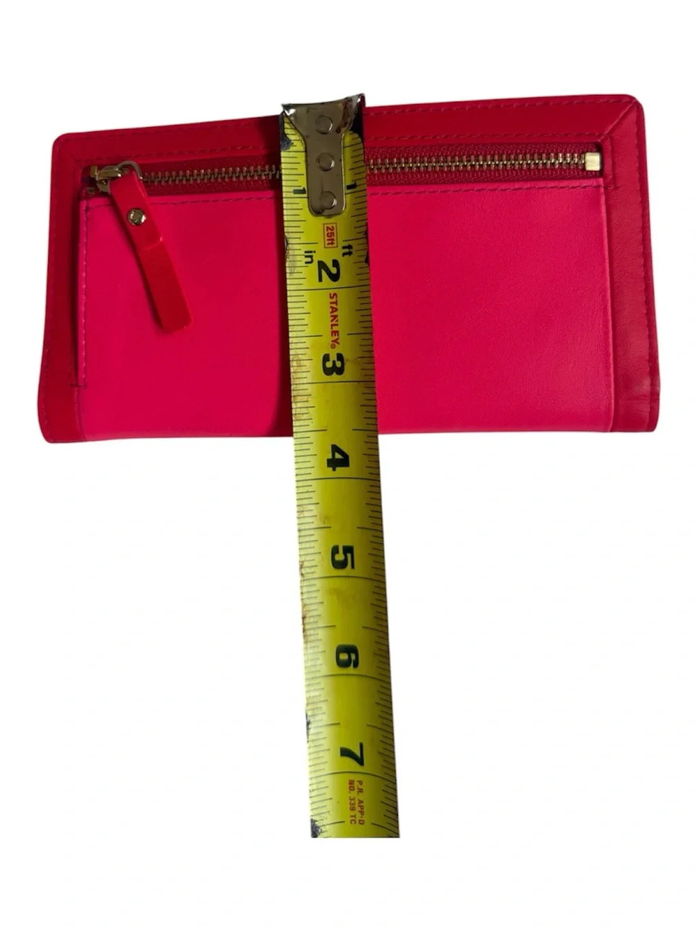 Kate Spade New York Slim Continental Snap Wallet Vibrant Pink/Red Leather Luxury